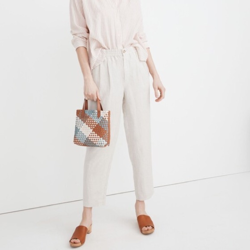 Madewell Linen-Blend Track Trousers in Heathered Natural